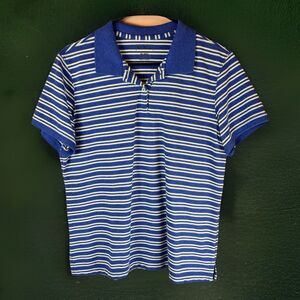L.L. Bean Women’s Polo Shirt Blue Striped 100% Cotton Classic Fit Size M Reg